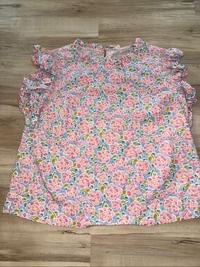 JODIFL Pink Floral Ruffle Sleeve Blouse